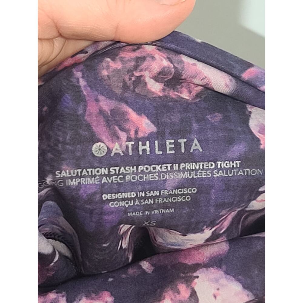 Athleta Workout Bra & Legging Set XS Purple Floral GUC - Exhale + Salutation - Picture 4 of 7